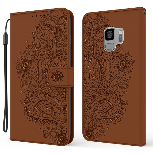 

For Samsung Galaxy S9 Peacock Embossed Pattern Horizontal Flip Leather Case with Holder & Card Slots & Wallet & Lanyard(Brown)
