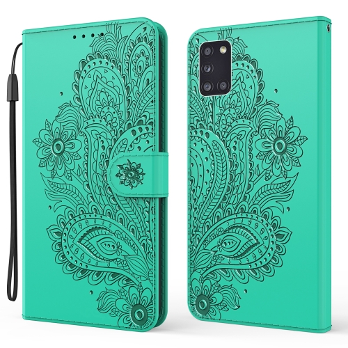 

For Samsung Galaxy M31s Peacock Embossed Pattern Horizontal Flip Leather Case with Holder & Card Slots & Wallet & Lanyard(Green)