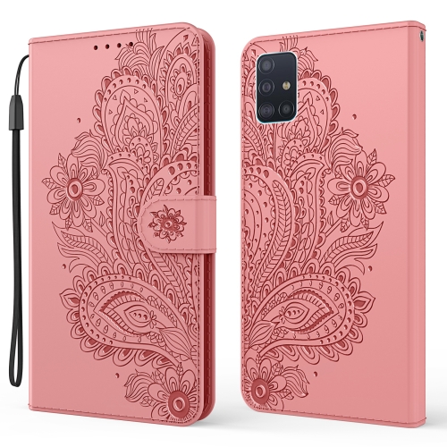 

For Samsung Galaxy A71 Peacock Embossed Pattern Horizontal Flip Leather Case with Holder & Card Slots & Wallet & Lanyard(Pink)