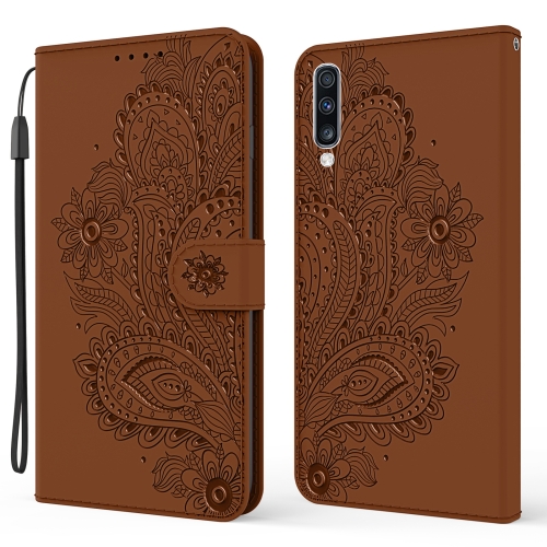 

For Samsung Galaxy A70 / A70s Peacock Embossed Pattern Horizontal Flip Leather Case with Holder & Card Slots & Wallet & Lanyard(Brown)