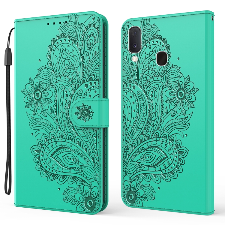 

For Samsung Galaxy A40 Peacock Embossed Pattern Horizontal Flip Leather Case with Holder & Card Slots & Wallet & Lanyard(Green)