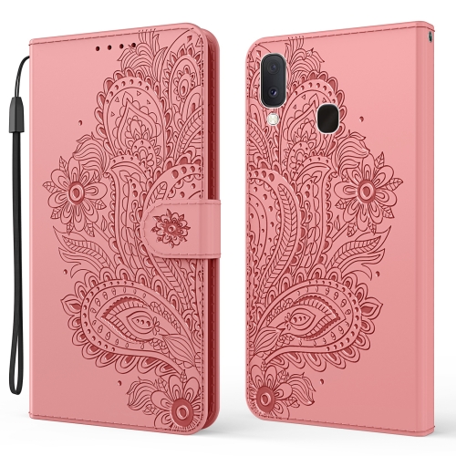 

For Samsung Galaxy A20 / A30 Peacock Embossed Pattern Horizontal Flip Leather Case with Holder & Card Slots & Wallet & Lanyard(Pink)