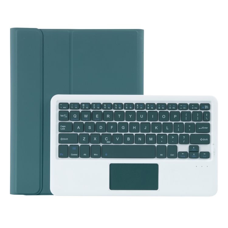 

T098B-A Pressed Skin Texture TPU Detachable Candy Colors Bluetooth Keyboard Protective Case for iPad Air 4 10.9 inch (2020), with Stand & Pen Slot & Touch(Dark Green)