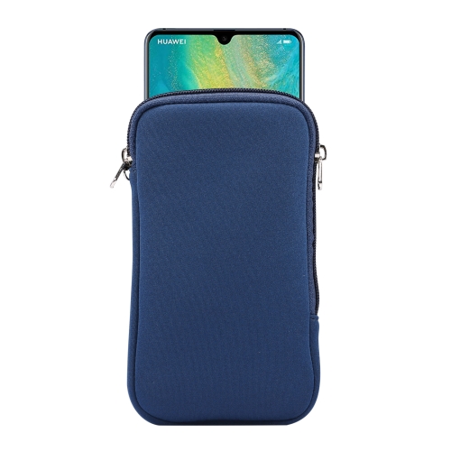 

Universal Elasticity Zipper Protective Case Storage Bag with Lanyard For Huawei Mate 20 X / 7.2 inch Smart Phones(Sapphire Blue)