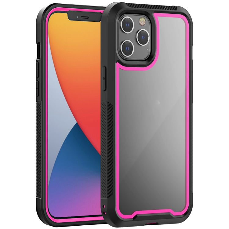 

PC+TPU Color Frame Shockproof Phone Protective Case For iPhone 12 Pro Max(Rose Red)