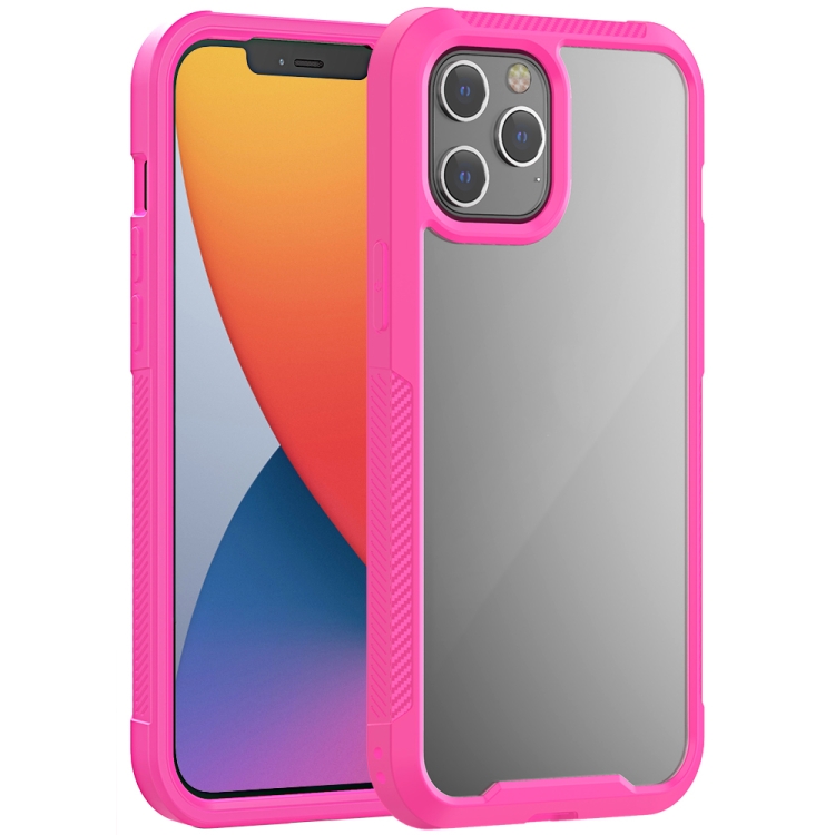 

PC+TPU Color Transparent Shockproof Phone Protective Case For iPhone 12 Pro Max(Rose Red)