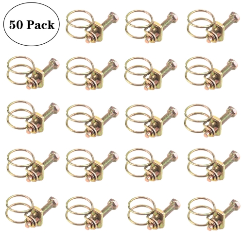 

50 PCS M16 Adjustable Color Galvanized Iron Double Wire Hose Clamps