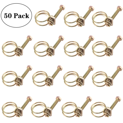 

50 PCS M19 Adjustable Color Galvanized Iron Double Wire Hose Clamps