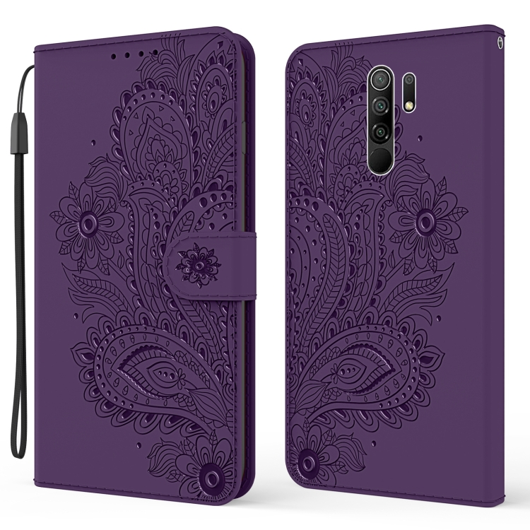 

For Xiaomi Redmi 9 Peacock Embossed Pattern Horizontal Flip Leather Case with Holder & Card Slots & Wallet & Lanyard(Purple)