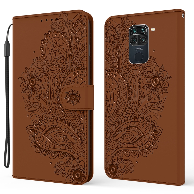 

For Xiaomi Redmi Note 9 Peacock Embossed Pattern Horizontal Flip Leather Case with Holder & Card Slots & Wallet & Lanyard(Brown)