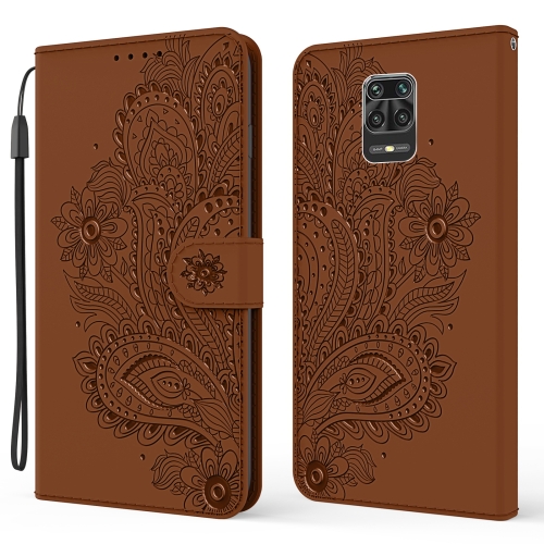 

For Xiaomi Redmi Note 9S / Note 9 Pro Peacock Embossed Pattern Horizontal Flip Leather Case with Holder & Card Slots & Wallet & Lanyard(Brown)