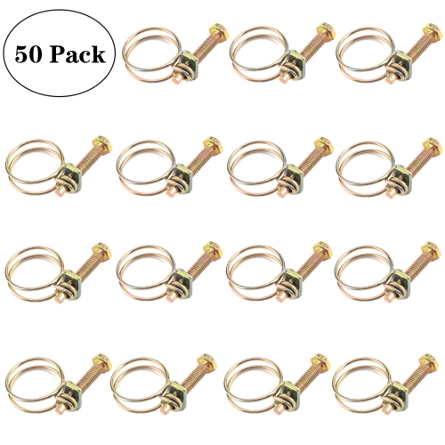 

50 PCS M22 Adjustable Color Galvanized Iron Double Wire Hose Clamps