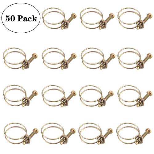 

50 PCS M32 Adjustable Color Galvanized Iron Double Wire Hose Clamps