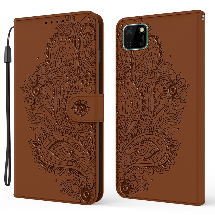 

For Huawei Y5p Peacock Embossed Pattern Horizontal Flip Leather Case with Holder & Card Slots & Wallet & Lanyard(Brown)