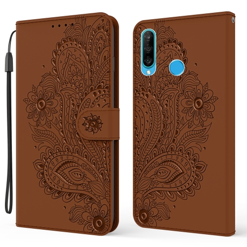 

For Huawei P30 lite / Nova 4e Peacock Embossed Pattern Horizontal Flip Leather Case with Holder & Card Slots & Wallet & Lanyard(Brown)