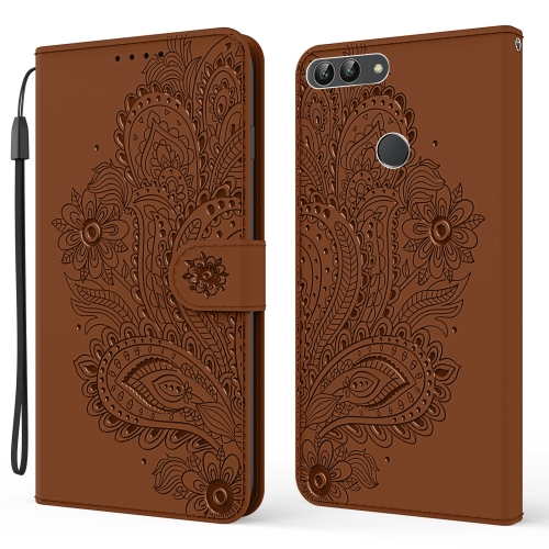 

For Huawei P smart / Enjoy 7S / Honor 9 Lite Peacock Embossed Pattern Horizontal Flip Leather Case with Holder & Card Slots & Wallet & Lanyard(Brown)