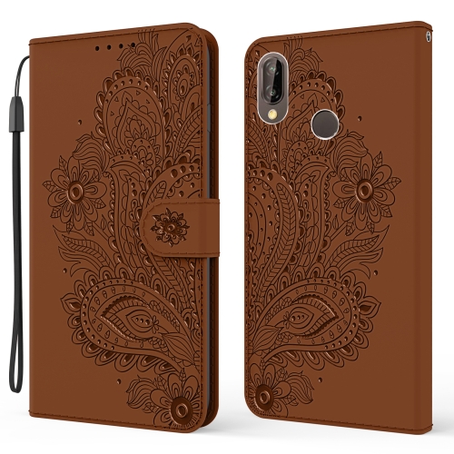 

For Huawei P20 lite / Nova 3e Peacock Embossed Pattern Horizontal Flip Leather Case with Holder & Card Slots & Wallet & Lanyard(Brown)