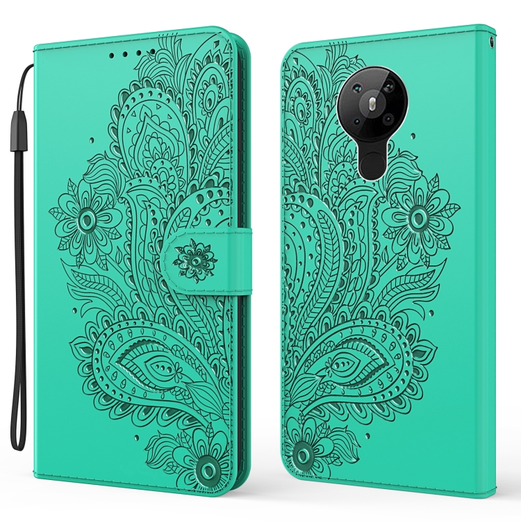 

For Nokia 5.3 Peacock Embossed Pattern Horizontal Flip Leather Case with Holder & Card Slots & Wallet & Lanyard(Green)