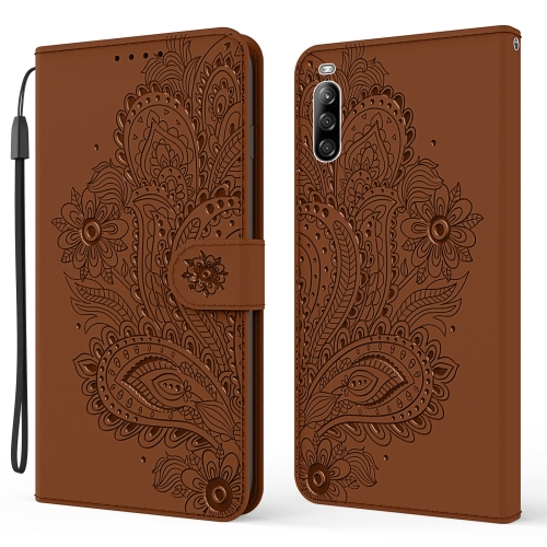 

For Sony Xperia L4 Peacock Embossed Pattern Horizontal Flip Leather Case with Holder & Card Slots & Wallet & Lanyard(Brown)