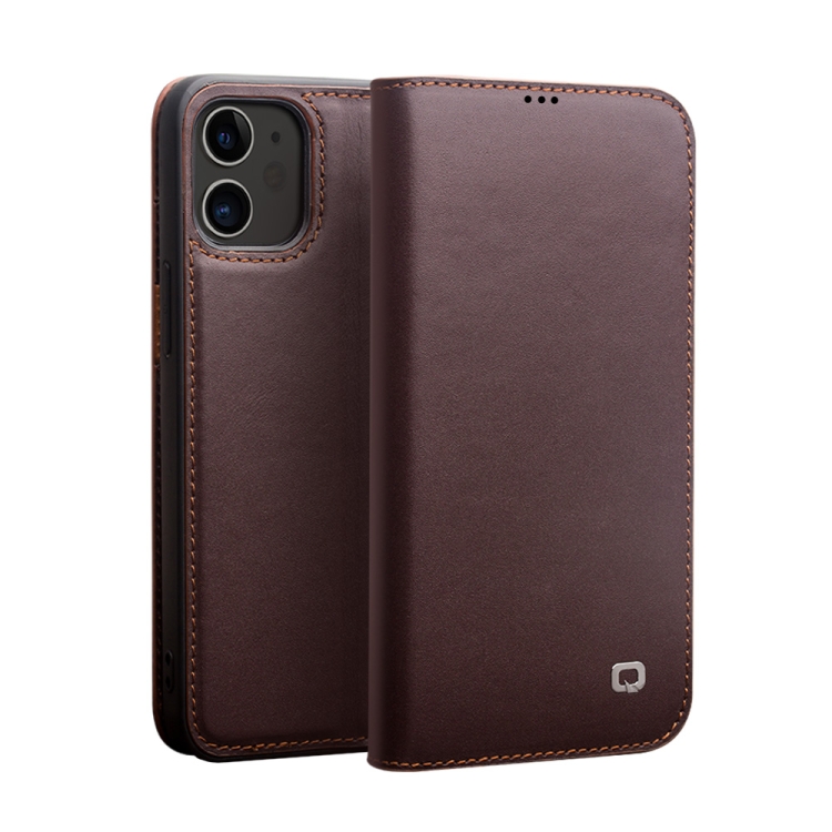 

QIALINO Business Horizontal Flip Leather Case with Holder & Card Slots & Wallet For iPhone 12 mini(Brown)