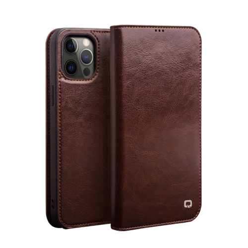 

QIALINO Horizontal Flip Leather Case with Holder & Card Slots & Wallet For iPhone 12 Pro Max(Brown)