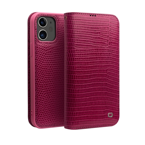 

QIALINO Crocodile Texture Horizontal Flip Leather Case with Card Slots & Wallet For iPhone 12 mini(Rose Red)