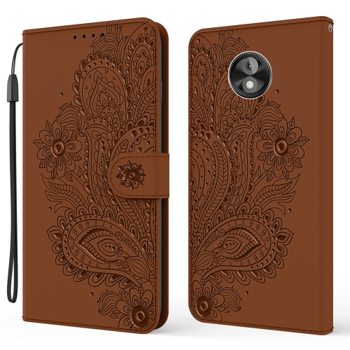 

For Motorola Moto E5 Play Peacock Embossed Pattern Horizontal Flip Leather Case with Holder & Card Slots & Wallet & Lanyard(Brown)