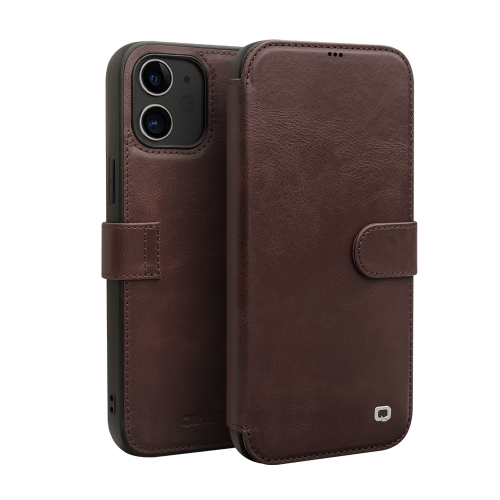 

QIALINO Business Magnetic Horizontal Flip Leather Case with Card Slots & Wallet For iPhone 12 / 12 Pro(Dark Brown)