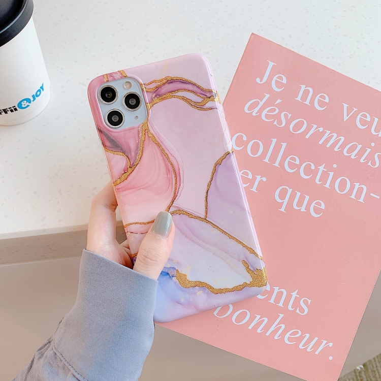 

Irregular Marble Pattern Shockproof Protective Case For iPhone 11 Pro Max(Shining Gold Pink)