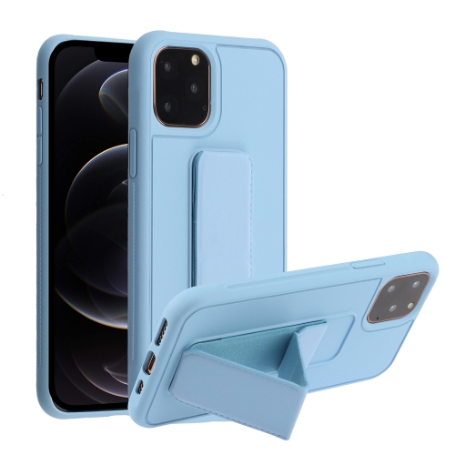 

Shockproof PC + TPU Protective Case with Wristband & Holder For iPhone 12 / 12 Pro(Light Blue)