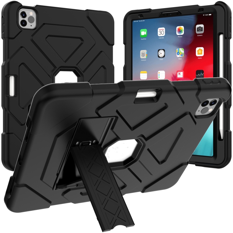 

LT-T Contrast Color Shockproof Silicone + PC Protective Case with Holder For iPad Air (2020) 10.9(Black)