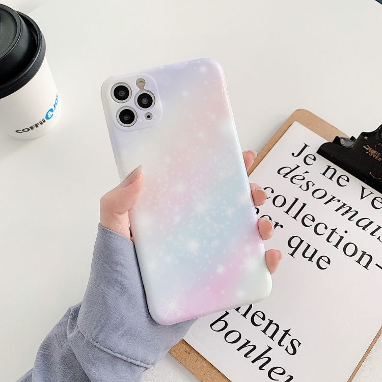 

Shockproof Colorful Glitter Marble Protective Case For iPhone 12(Pink Blue)