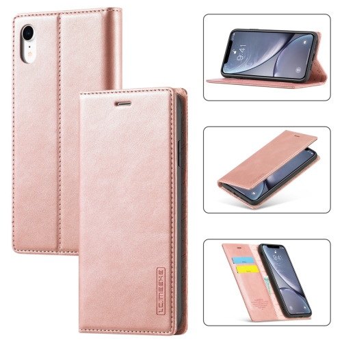 

LC.IMEEKE Strong Magnetism Ultra-thin Horizontal Flip Shockproof Matte TPU + PU Leather Case with Holder & Card Slots & Wallet For iPhone XR(Rose Gold)