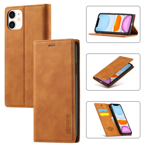

LC.IMEEKE Strong Magnetism Ultra-thin Horizontal Flip Shockproof Matte TPU + PU Leather Case with Holder & Card Slots & Wallet For iPhone 11(Brown)