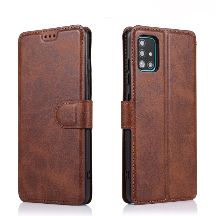 

For Samsung Galaxy A71 Calf Texture Magnetic Buckle Horizontal Flip Leather Case with Holder & Card Slots & Wallet & Photo Frame(Coffee)