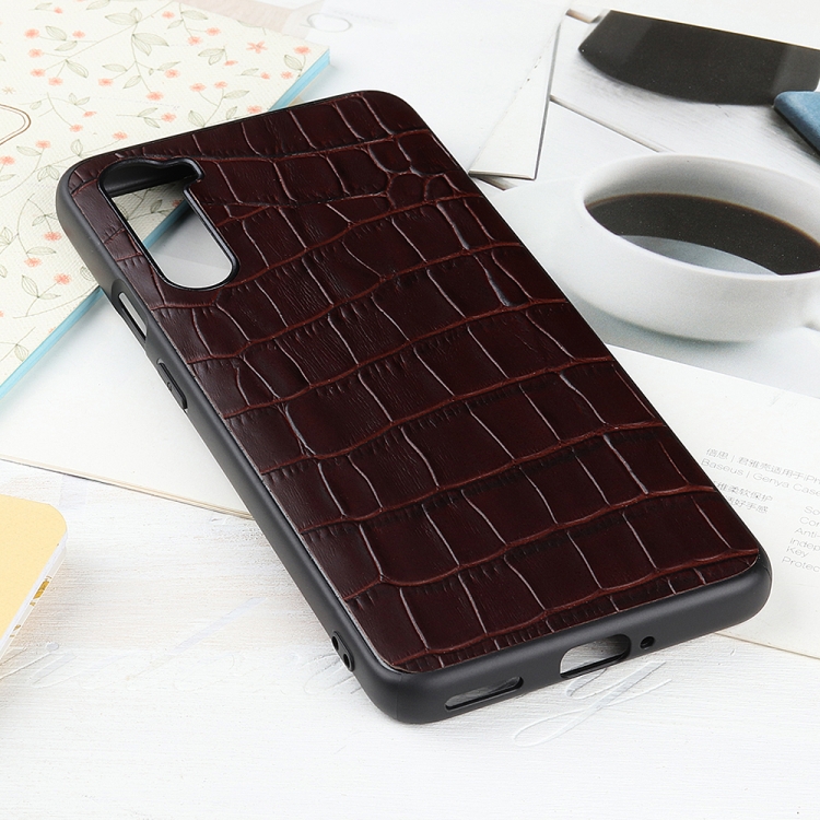 

Crocodile Texture Genuine Leather Protective Case For Huawei Mate 4 Lite / Maimang 9(Brown)