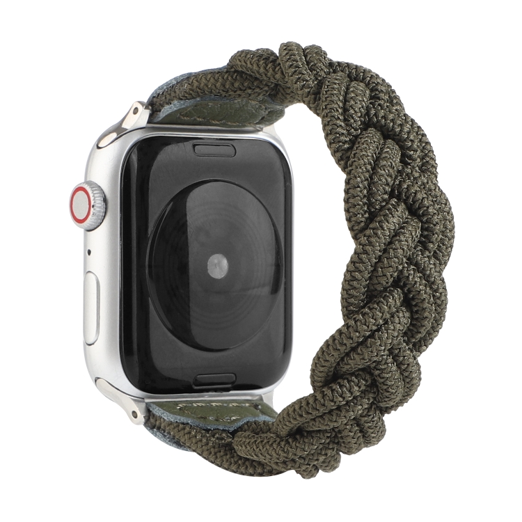 

Elastic Woven Watchband For Apple Watch Series 7 41mm / 6 & SE & 5 & 4 40mm / 3 & 2 & 1 38mm, Length:130mm(Dark Green)