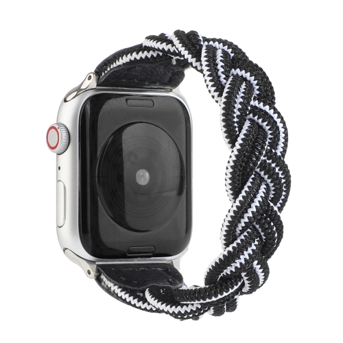 

Elastic Woven Watchband For Apple Watch Series 6 & SE & 5 & 4 44mm / 3 & 2 & 1 42mm, Length:120mm(Black White)