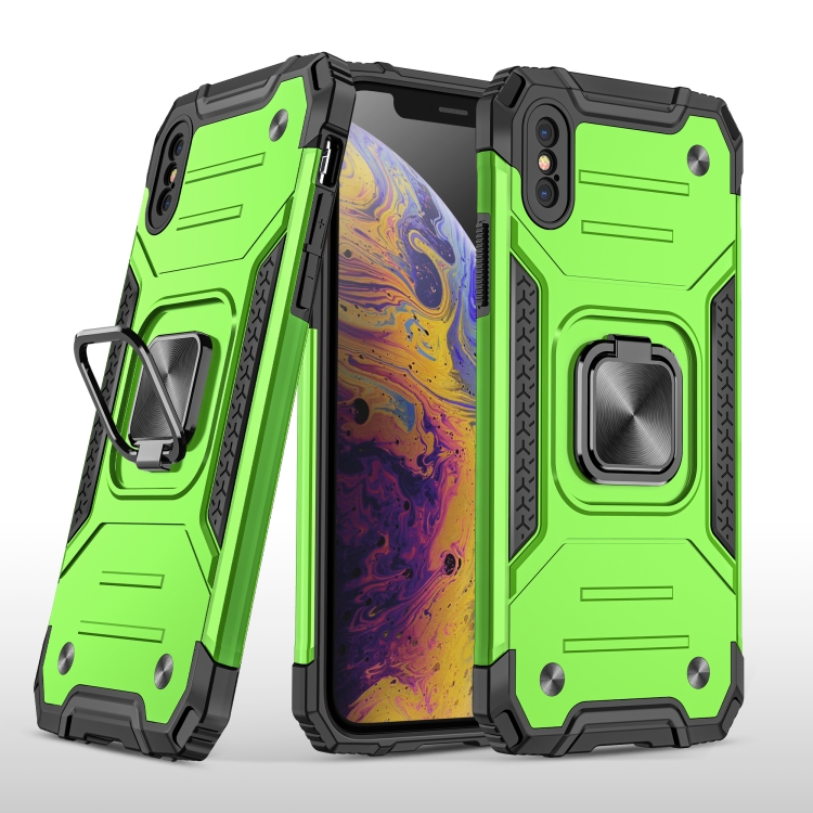 

Magnetic Armor Shockproof TPU + PC Case with Metal Ring Holder For iPhone XS Max(Green)