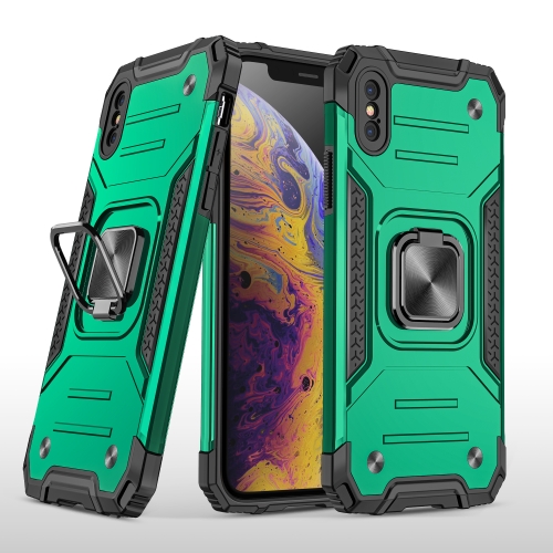 

Magnetic Armor Shockproof TPU + PC Case with Metal Ring Holder For iPhone X / XS(Deep Green)