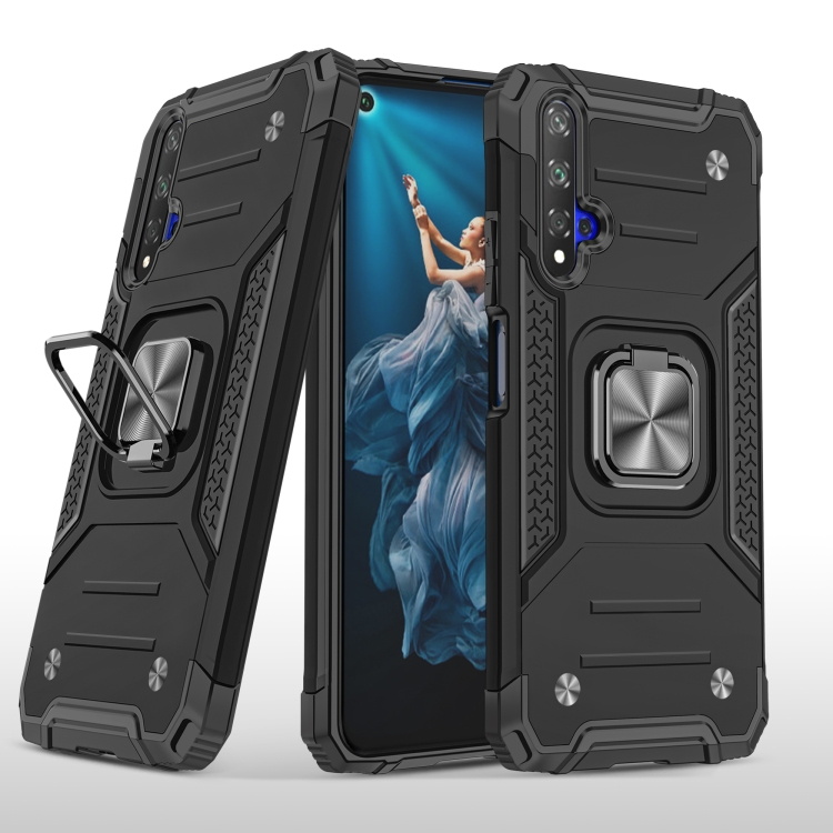 

For Huawei Honor 20 Magnetic Armor Shockproof TPU + PC Case with Metal Ring Holder(Black)