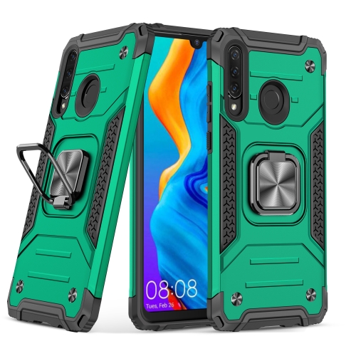 

For Huawei Nova 4e / P30 Lite Magnetic Armor Shockproof TPU + PC Case with Metal Ring Holder(Deep Green)
