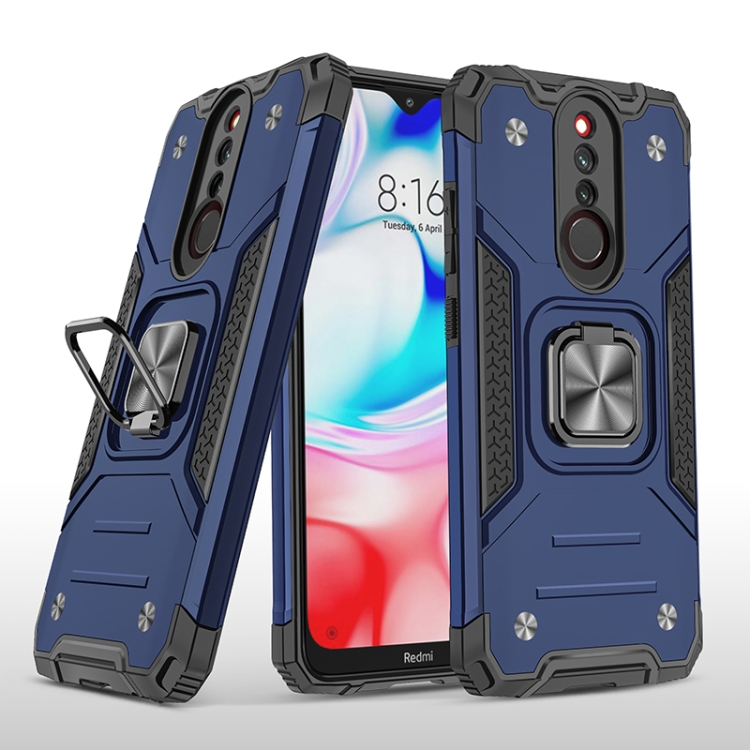 

For Xiaomi Redmi 8 Magnetic Armor Shockproof TPU + PC Case with Metal Ring Holder(Blue)