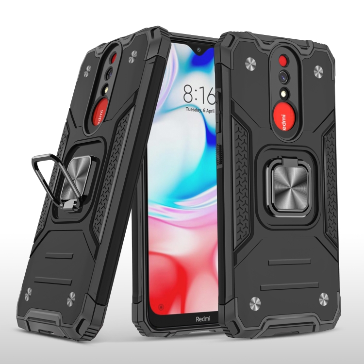 

For Xiaomi Redmi 8A Magnetic Armor Shockproof TPU + PC Case with Metal Ring Holder(Black)