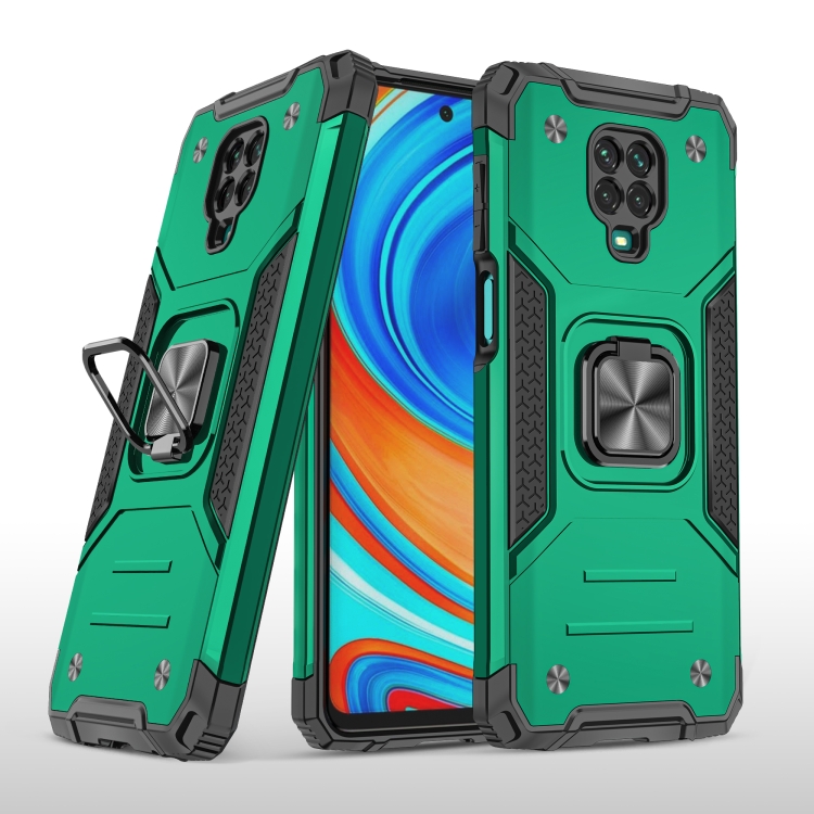 

For Xiaomi Redmi Note 9 Pro / Note 9S Magnetic Armor Shockproof TPU + PC Case with Metal Ring Holder(Deep Green)