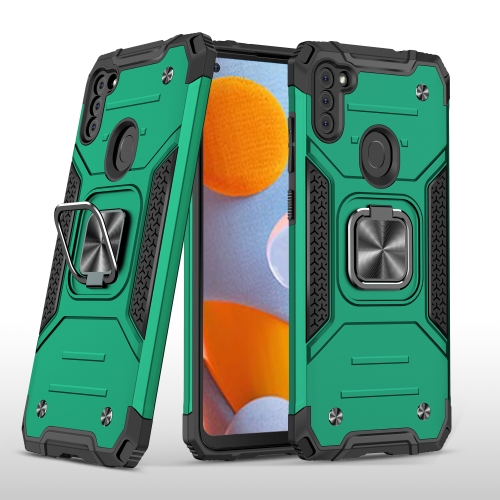 

For Samsung Galaxy A11 (EU Version) Magnetic Armor Shockproof TPU + PC Case with Metal Ring Holder(Dark Green)