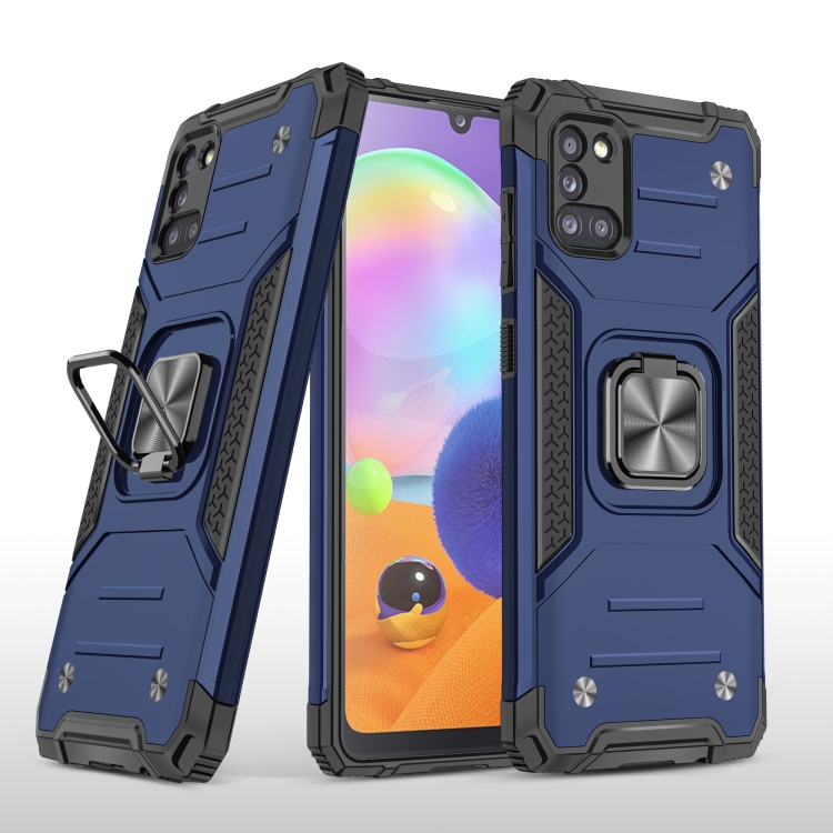 

For Samsung Galaxy A31 Magnetic Armor Shockproof TPU + PC Case with Metal Ring Holder(Blue)