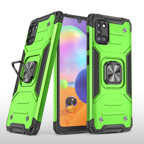 

For Samsung Galaxy A31 Magnetic Armor Shockproof TPU + PC Case with Metal Ring Holder(Green)