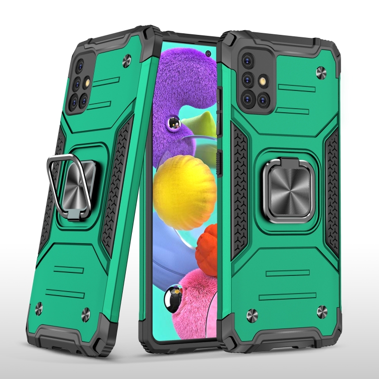

For Samsung Galaxy A51 5G Magnetic Armor Shockproof TPU + PC Case with Metal Ring Holder(Dark Green)