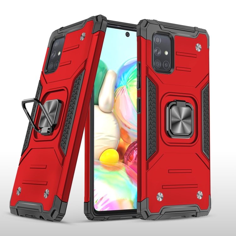 

For Samsung Galaxy A71 Magnetic Armor Shockproof TPU + PC Case with Metal Ring Holder(Red)